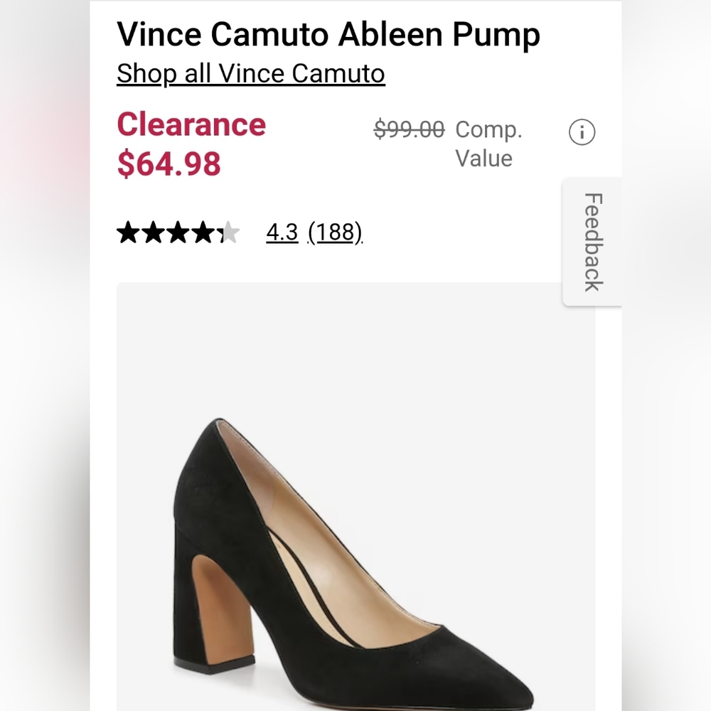 Black leather Vince Camuto heels, size 6M
